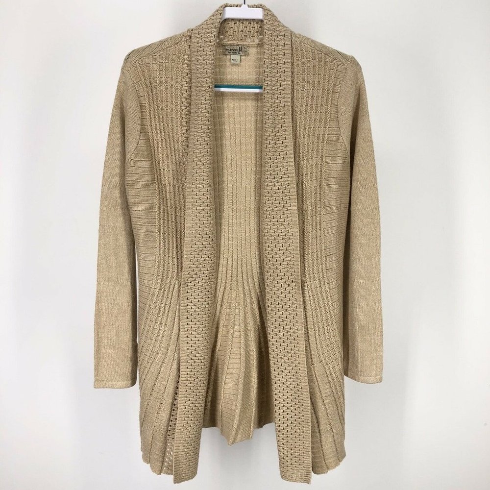 One World Cardigan Sweater Small Open Metallic